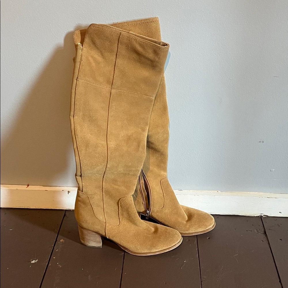 Marc Fisher Camel Suede Heeled Boots